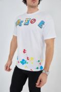 Erkek Baskılı Penye T-Shirt - Beyaz resmi