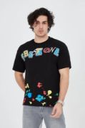 Erkek Baskılı Penye T-Shirt - Siyah resmi
