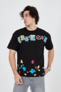Erkek Baskılı Penye T-Shirt - Siyah resmi