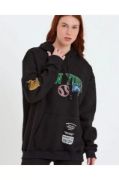 Baskılı Kapüşonlu Sweatshirt - Siyah resmi