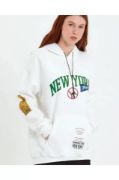 Baskılı Kapüşonlu Sweatshirt - Beyaz resmi