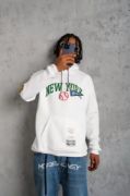 Erkek Baskılı Kapüşonlu Sweatshirt - Beyaz resmi