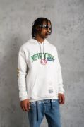 Erkek Baskılı Kapüşonlu Sweatshirt - Beyaz resmi