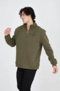 Erkek Yarım Fermuarlı Baskılı Sweat - Yeşil resmi