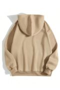 Erkek Düz Kapüşonlu Sweat - Bej resmi
