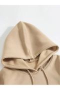 Erkek Düz Kapüşonlu Sweat - Bej resmi