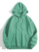 Erkek Düz Kapüşonlu Sweat - Mint Yeşili resmi