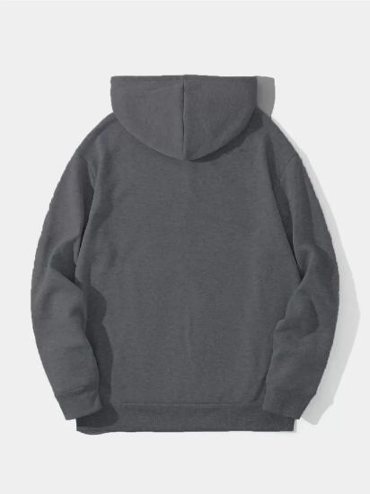 Erkek Düz Kapüşonlu Sweat - Füme resmi