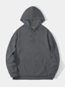 Erkek Düz Kapüşonlu Sweat - Füme resmi