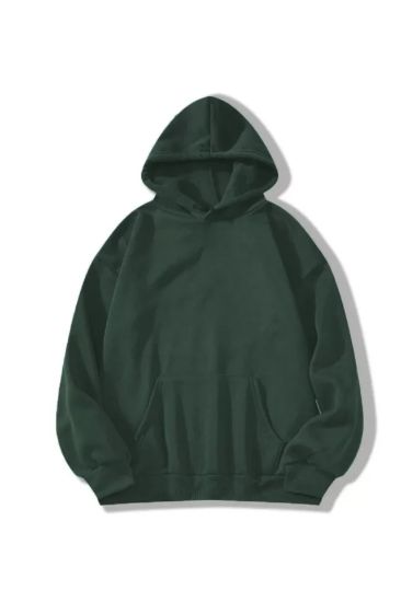 Erkek Düz Kapüşonlu Sweat - Koyu Yeşil resmi