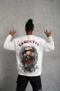 Erkek 3 İplik Gangster Baskılı Sweatshirt - Beyaz resmi