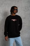 Erkek 3 İplik Gangster Baskılı Sweatshirt - Siyah resmi