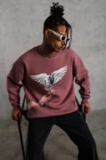 Erkek Güvercin Baskılı Sweatshirt - Gül Kurusu resmi