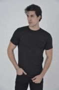 Erkek File Cepli Slim Fit T-shirt - Siyah resmi
