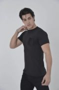 Erkek File Cepli Slim Fit T-shirt - Siyah resmi