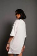 24/1 Düz A Kalite Oversize T-shirt - Beyaz resmi