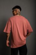 Erkek 24/1 Düz A Kalite Oversize T-shirt - Gül Kurusu resmi