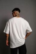 Erkek 24/1 Düz A Kalite Oversize T-shirt - Beyaz resmi