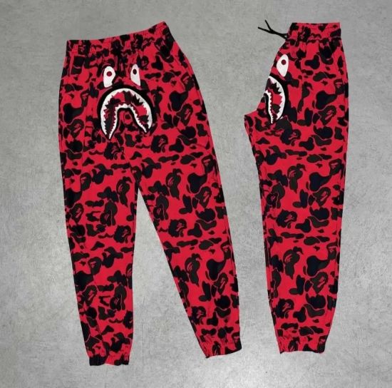 Erkek Bape Shark Dijital Baskılı Eşofman Altı - Kırmızı resmi
