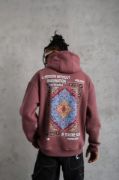 Erkek Kilim Desen Kapüşonlu Sweat - Gül Kurusu resmi