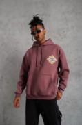 Erkek Kilim Desen Kapüşonlu Sweat - Gül Kurusu resmi