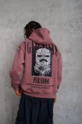 Erkek Paradise Baskılı Kapüşonlu Sweat - Gül Kurusu resmi