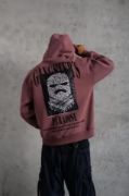 Erkek Paradise Baskılı Kapüşonlu Sweat - Gül Kurusu resmi