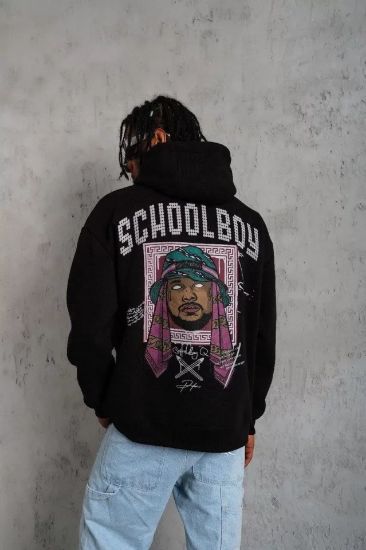 Erkek SCHOOL BOY Baskılı Kapüşonlu Sweat - Siyah resmi