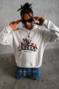 Erkek DANKES Baskılı Kapüşonlu Sweat - Beyaz resmi
