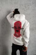 Erkek Maske Baskılı Kapüşonlu Sweat - Beyaz resmi