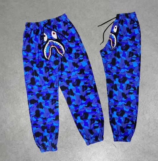 Erkek Bape Shark Dijital Baskılı Eşofman Altı - Mavi resmi
