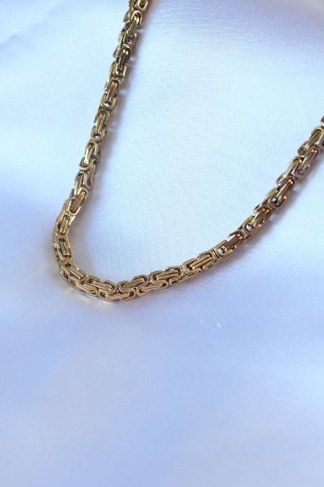 316L Çelik Gold Renk Kral Zincir Model Erkek Kolye resmi